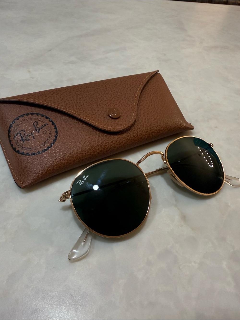 Authentic Ray-Ban Gold Frame Sunglasses with Green Lenses